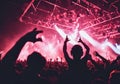 Illustration of people cheering and gesturing at a rock concert. Royalty Free Stock Photo