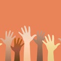 Hands Raised Up. Concept Of Volunteerism, Multi-et