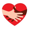 Hands raising love with heart, colorful hands design Royalty Free Stock Photo