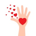 Hands raising love with heart, Heart on the open palm Royalty Free Stock Photo