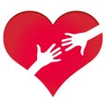 Hands reaching each other in heart symbol Royalty Free Stock Photo