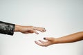 Hands reaching for each other Royalty Free Stock Photo