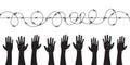 Hands Reaching for Freedom. Barbed Wire Barrier Royalty Free Stock Photo