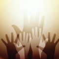 Hands reaching for light Royalty Free Stock Photo