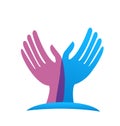 Hands reaching out for help, charity, icon vector symbol Royalty Free Stock Photo