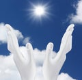 Hands reaching out the sun Royalty Free Stock Photo