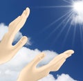 Hands reaching out the sun Royalty Free Stock Photo