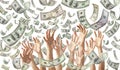 Falling Money Hands Dollars Banner Background Royalty Free Stock Photo