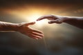 Hands reaching out to help each other. Generative AI Royalty Free Stock Photo