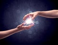 Hands reaching to light a spark Royalty Free Stock Photo