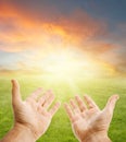 Hands reaching to sky Royalty Free Stock Photo