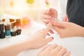 Hands receiving a cream lotion moisturizing Royalty Free Stock Photo