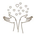 Hands receiving heart avatar character Royalty Free Stock Photo