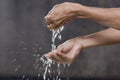 The Hands Receiving The Water Royalty Free Stock Photo