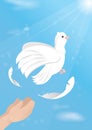 Hands releasing dove. Vector illustration decorative design