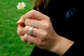 Hands with ring and daisy Royalty Free Stock Photo