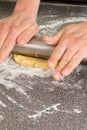 Hands with rolling pin Royalty Free Stock Photo