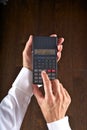 Hands with scientific calculator Royalty Free Stock Photo