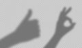 Hands shadows with thumb up and ok sign Royalty Free Stock Photo