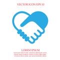 Hands shaking forming a heart vector icon EPS 10. Simple handshake isolated logo symbol