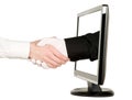 Hands shaking, LCD monitor Royalty Free Stock Photo