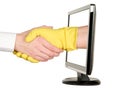 Hands shaking, LCD monitor Royalty Free Stock Photo