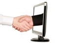 Hands shaking, LCD monitor Royalty Free Stock Photo