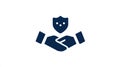 Hands shaking under shield icon for security, trust, and partnership business concepts Royalty Free Stock Photo