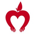 Original Apple image. Hands-Apple, illustration icon, emblem or logo