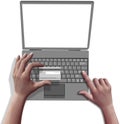 Hands shop online credit card laptop computer
