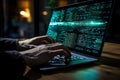Hands-showing Coding programmer, a software engineer working on a laptop with javascript Royalty Free Stock Photo