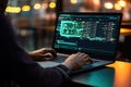 Hands-showing Coding programmer, a software engineer working on a laptop with javascript Royalty Free Stock Photo