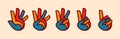 hands showing numbers, hand gesture count 1 2 3 4 and 5 vector icon Royalty Free Stock Photo