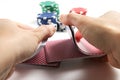 Hands shuffling cards Royalty Free Stock Photo