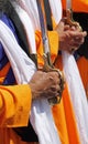 hands of the Sikh religious men during the ceremony Royalty Free Stock Photo
