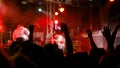Hands silhouette recording video of live music concert with smartphone Royalty Free Stock Photo
