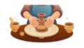 Hands skillfully working clay on a potter\'s wheel. vector design Generative AI Royalty Free Stock Photo