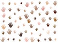 Hands with skin color diversity vector graphic design. Community concept icons, social, national, racial issues symbols.