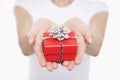 Hands With Small Wrapped Gift