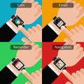 Hands with smartwatch and unread message Royalty Free Stock Photo