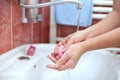Hands with soap under runnig water Royalty Free Stock Photo
