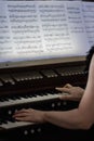 Hands of Someone playing Organ Royalty Free Stock Photo