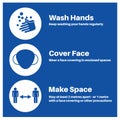 Hands Space Face Covid-19 information vector illustration