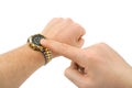 Hands and sport watch Royalty Free Stock Photo