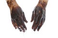 Hands stained with black oil Royalty Free Stock Photo