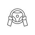 Hands, steering wheel icon. Simple line, outline vector elements of driving school icons for ui and ux, website or mobile