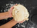 Hands with sticky dough Royalty Free Stock Photo