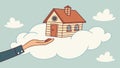 Hands Supporting a Cloud House, Ideal Living Space, vector design Generative AI Royalty Free Stock Photo