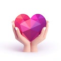 Hands supporting heart icon white background AI Generated Royalty Free Stock Photo