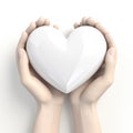Hands supporting heart icon white background AI Generated Royalty Free Stock Photo